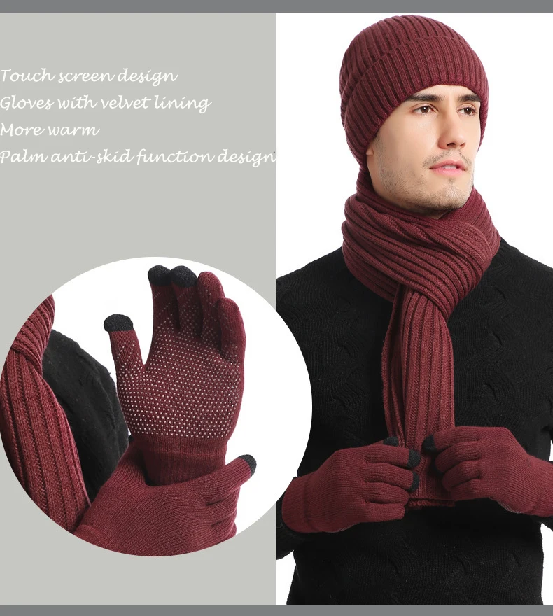 YCBMINGCAN Lot De 3 Bonnets, écharpes Et Gants D'hiver Pour Femme - Cache- Cou Et Gants - Écharpe Pour Homme - Doux, Gris, Taille Unique