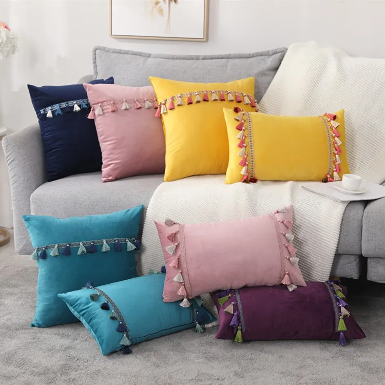 Soft Velvet Plain Cushion Cover Throw Pillow Case Sofa Home Decor Bed