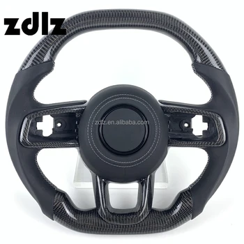Customized Steering Wheel For Jeep Wrangler JK 2018 2019 2020 2021 2022 2023 2024 Carbon Fiber Smooth Leather Steering Wheel