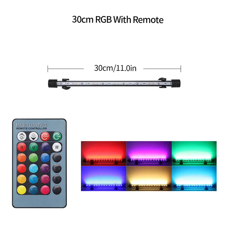 Remote Control RGB Aquarium Submersible Lights Dimmable Waterproof LED ...