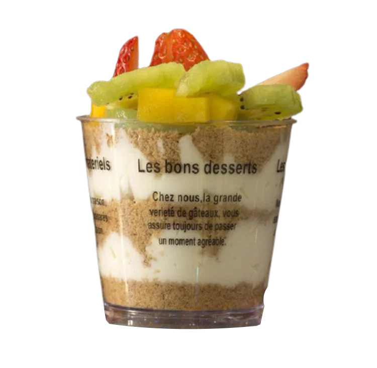Disposable PS Mousse Container 170ml Christmas Printing Pudding Plastic Cup