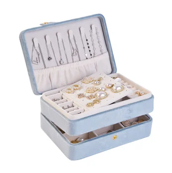 2024 New Products Luxury Travel Jewelry Boxes With Logo Pink White Pu Leather Jewelry Organizer Box Organizer