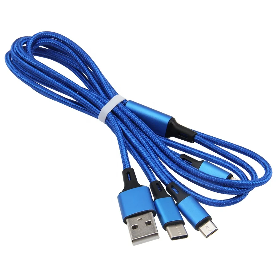 Multi USB Charging Cable 3 in 1 USB Charging Cables Line Charger for iPhone Type C Android Phone Charge Wire