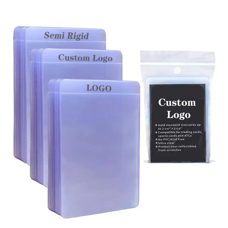 Premium Semi Rigid Card Sleeves Stamping Brand Logo Card Sleeve Holder Semi  Rigid Card Holder Saver