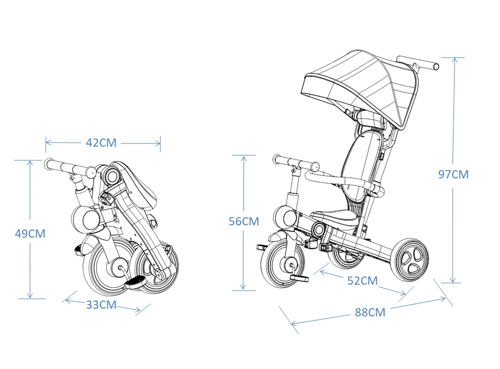 Multifunctional Toddler Baby Children Tricycle 3 Wheel Kids Trike Bike