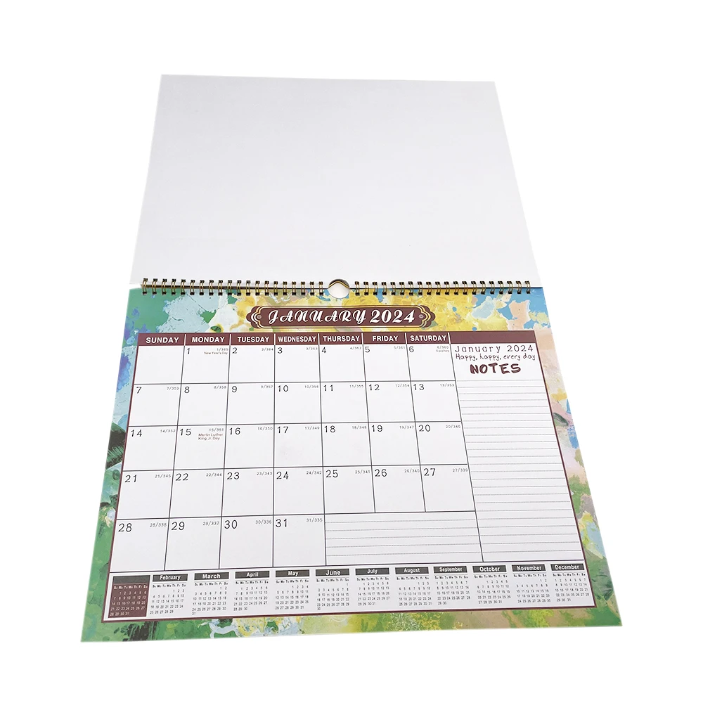 Free Sample Custom Printed Planner Acrylic Bamboo Large Calendar Wall Pocket Clock Calendar Calendar Printing