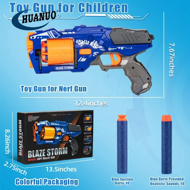 Foam Blaster Gun with Rotating Barrel Blaster Gun Toy Pistol with 20 Pcs Soft Foam Darts Kids Toy Gun