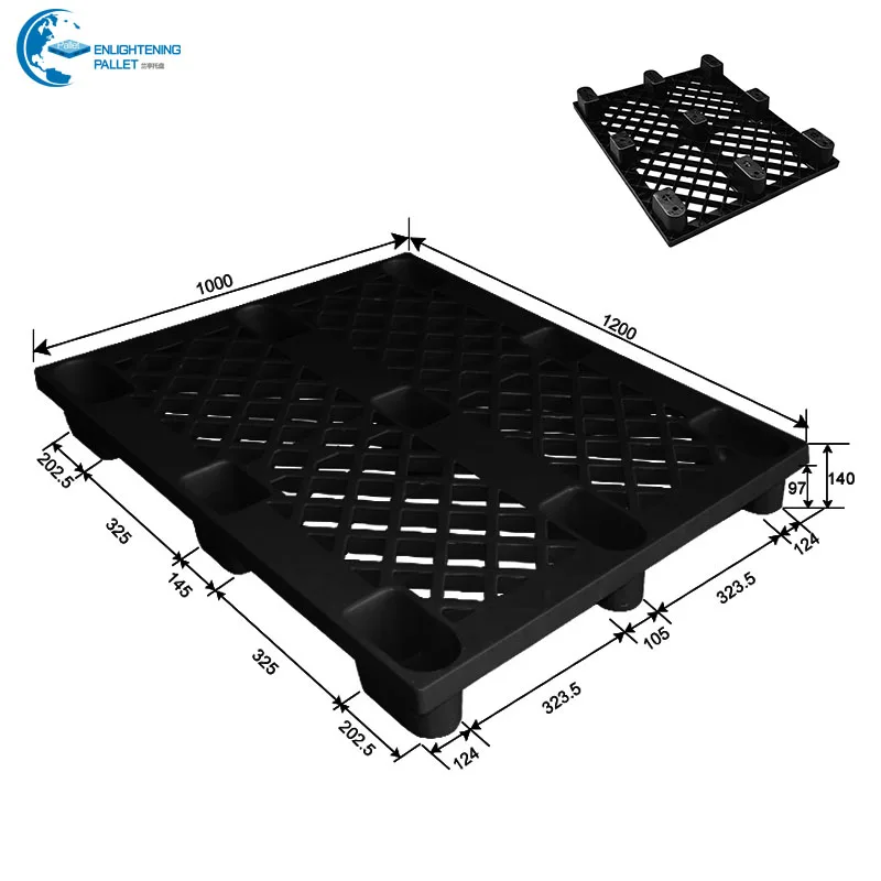 Nestable distribution low price one way shipping export light duty single use black recycled disposable plastic pallet