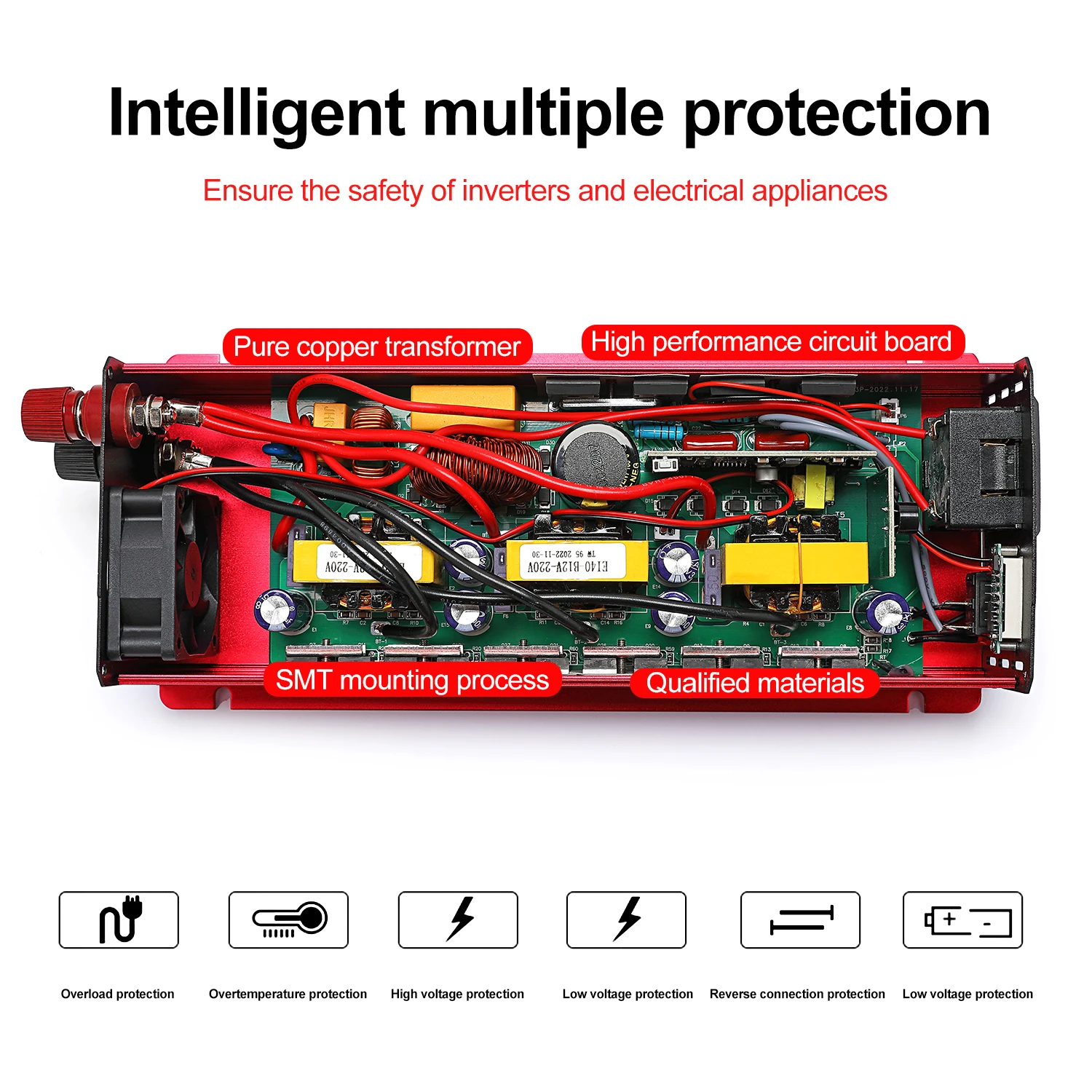 SUSWE Power Inverter Generator 1000/2000/2200/3000 Watt Pure Sine Wave Inverter 220V 110V Inverter