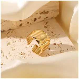 Rings Personality Trend Color Glossy Croissant Anniversary Gift Hyperbole Trendy Summer Stainless Steel Statement Rings