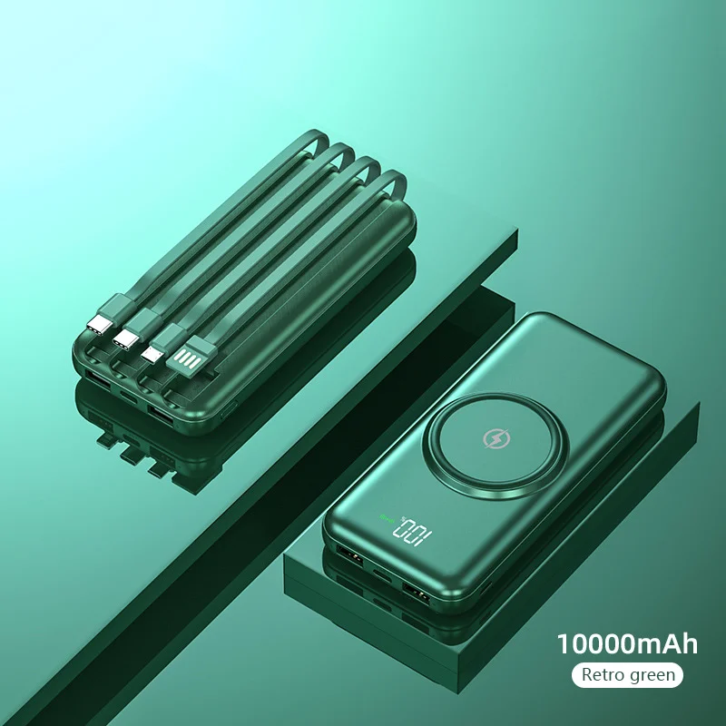 Wireless Power Bank with Cable and 10000 Mah Big Capacity Quick Charge