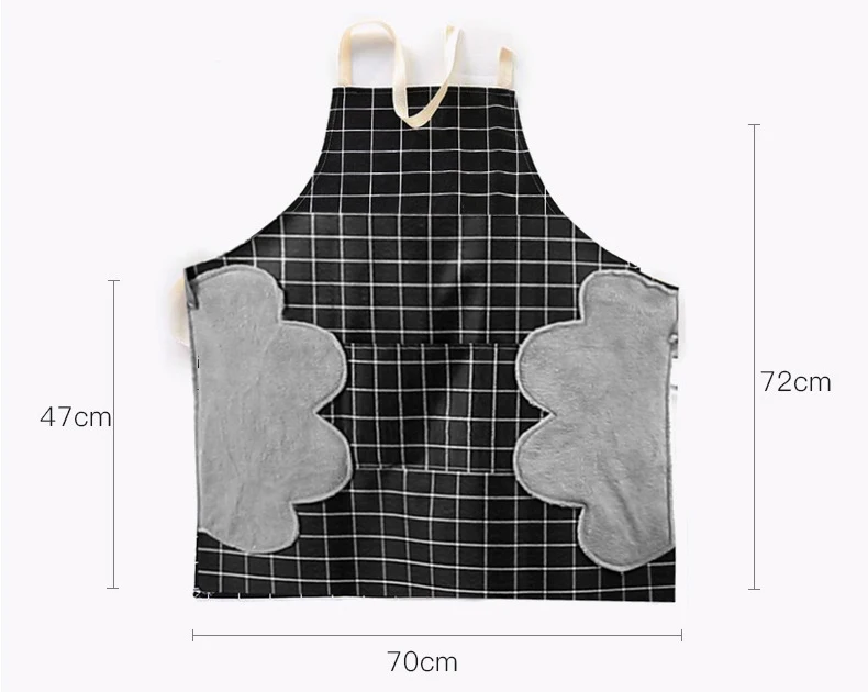 DLL96 Custom Ladies Waterproof Oil-Proof Large Pocket Apron With Hand-Wipe on Both Sides Chef PVC Kitchen Apron