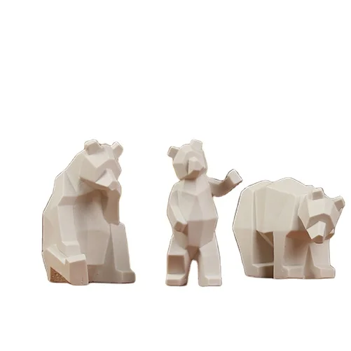 Керамические медведи-оригами фарфоровые медведи фигурки домашний декор набор из 3 (белые)