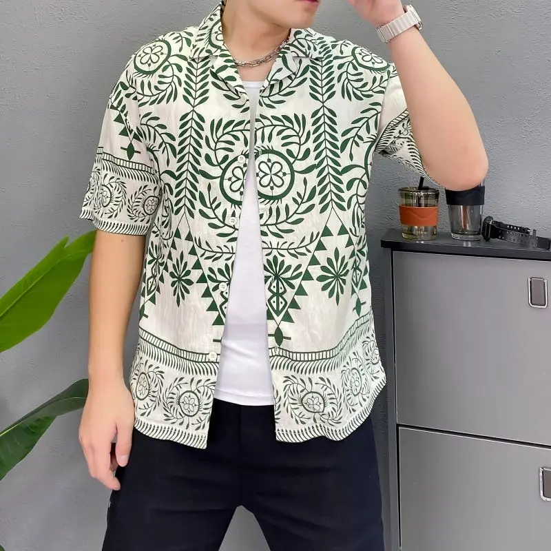 Custom Men's Casual Floral Pattern Jacquard Weave Shirt Breathable All-Over Print Formal Polyester Shirt