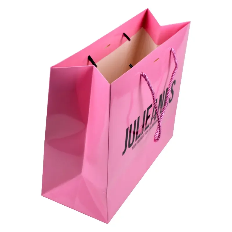 Custom Luxury Gift Pink Paper Bag With Ribbon supplier