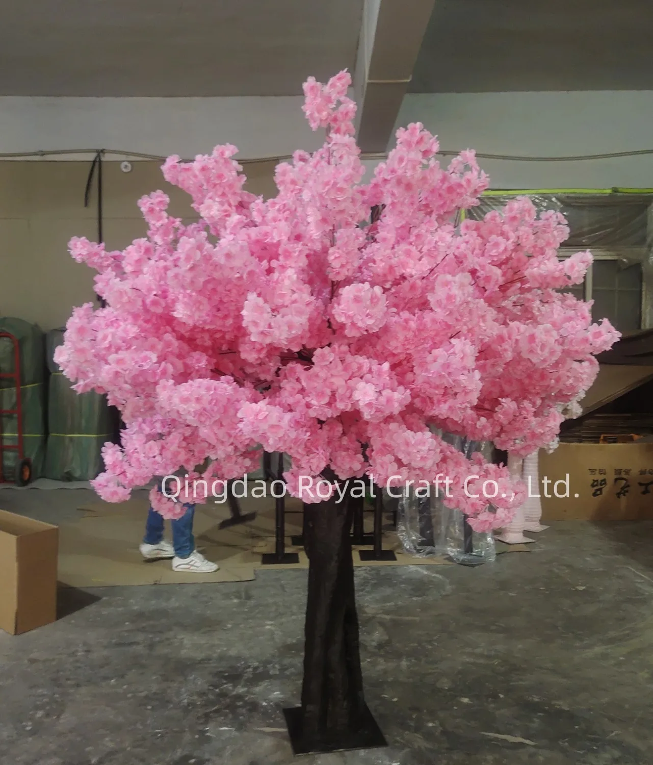Artificial Flowers Table Centerpieces Tree Plastic White pink Cherry Blossom Tree for Indoor Wedding Decorations