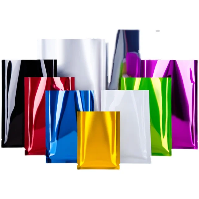 Multi Colors Smell Proof Packaging Bags Open Top Vacuum Heat Sealing Pouches Eco-friendly Recyclable Metallic Mylar Storage Bags