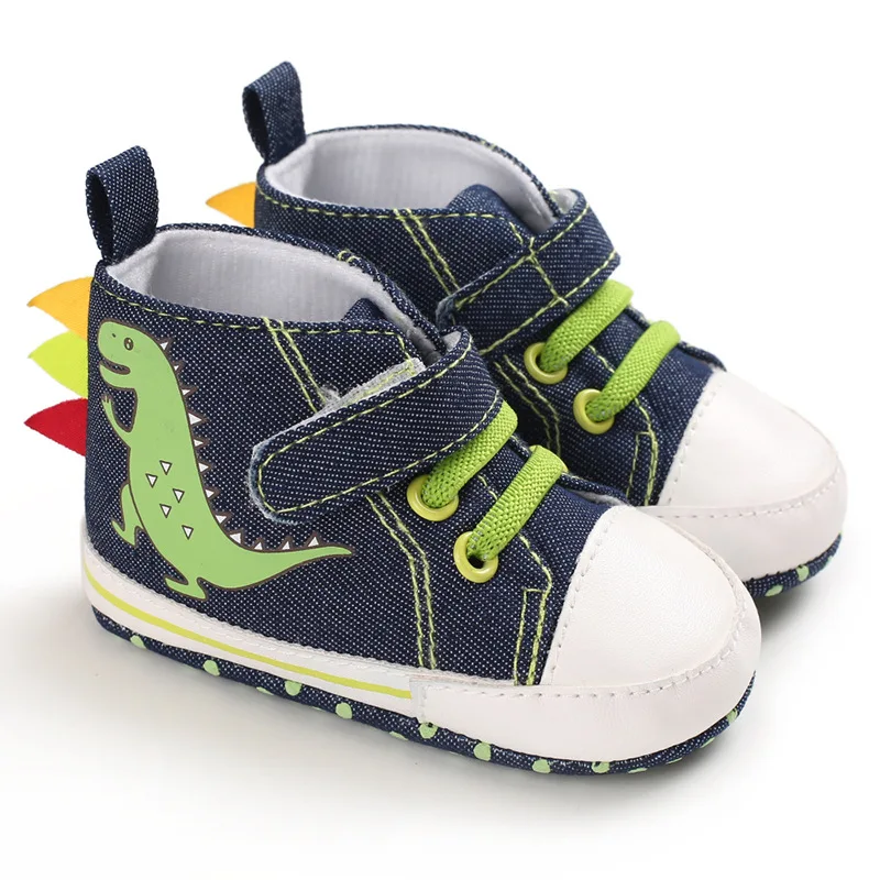 New arrival cute dinosaur animals printed canvas baby walking shoes unisex