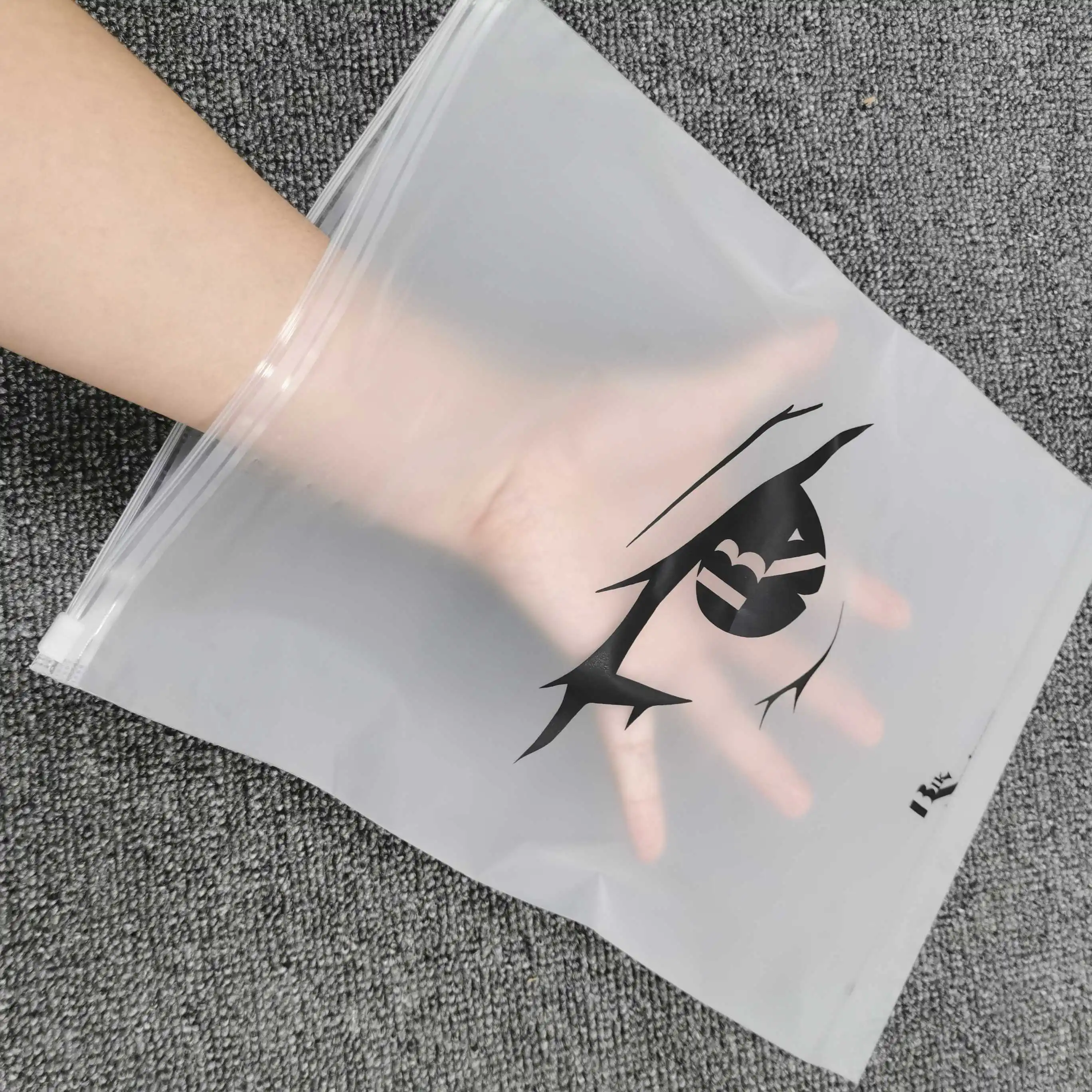High Quality Customized logo Clear Printing Frosted Zipper Lock  Packing Bag for Clothing