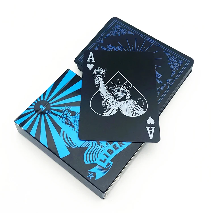 Custom High Quality Black Pvc Playing Cards For Adults Waterproof