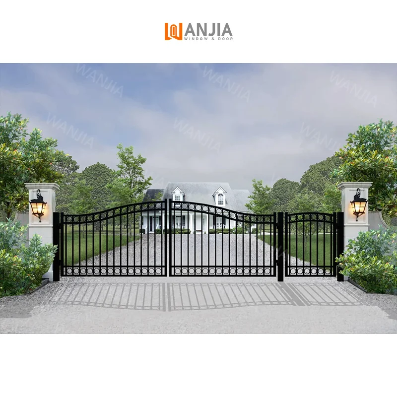 Promotional Latest Designs Modern Iron Gate Designs Driveways Double Door Iron Gates Wrought Iron Gate