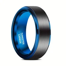 Classic Fashion Jewelry Tungsten Carbide Wedding Rings Waterproof 8MM Black Blue Tungsten Rings For Men Fine Jewelry