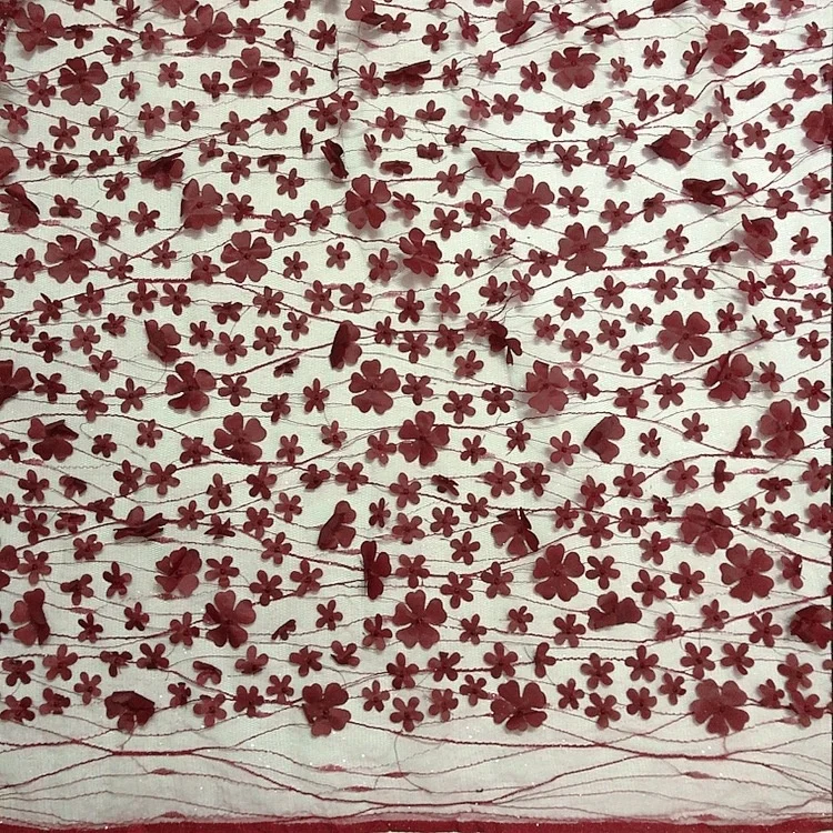 French Net 3d Flower Lace Fabric Ivory Small Bridal Wholesale
