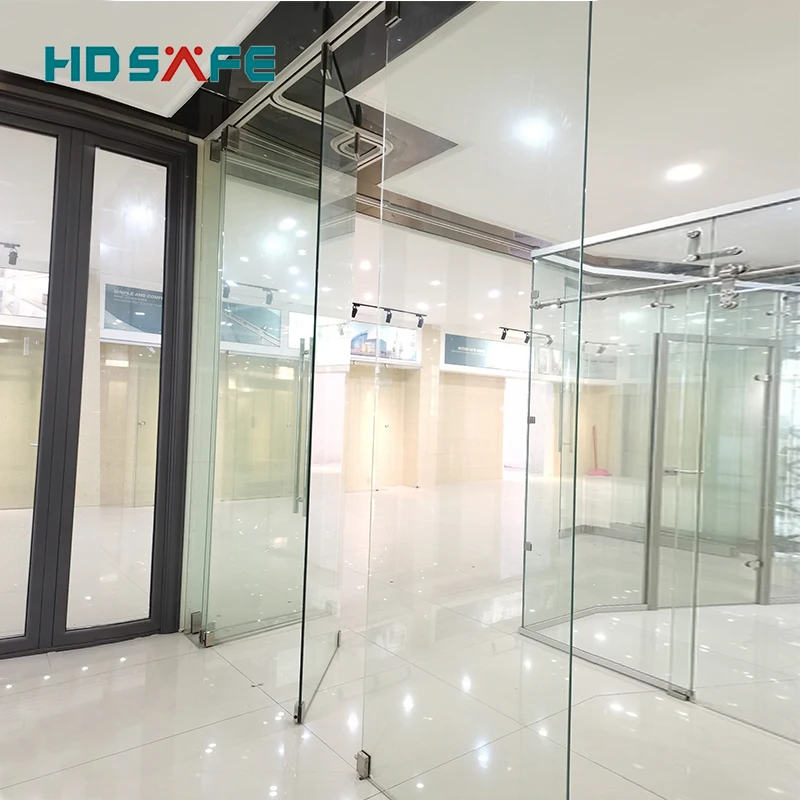 HDSAFE Factory Large Stack Sliding Office Partition Wall Glass Bi Folding Door Glass Curtain Movable Room Divider Partition Door
