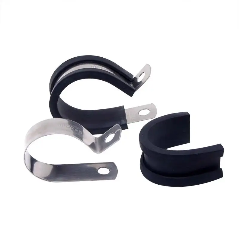 Stainless Steel Cable Tube Clamp, Rubber Cushioned Insulated Wire Clamp, Metal Pipe Clamp manufacture