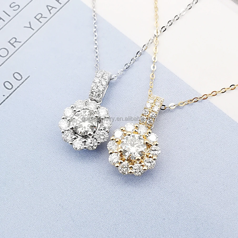 Pedant Necklace 18k Real Gold Real Diamond Necklaces Wedding Engagement