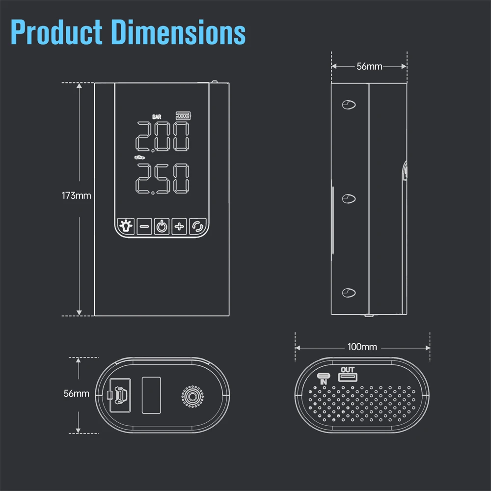 High Quality Auto Stop Mini Booster Car Jumper Starter 12V Battery Pack Digital Smart Tyre Inflator and Battery Jumper
