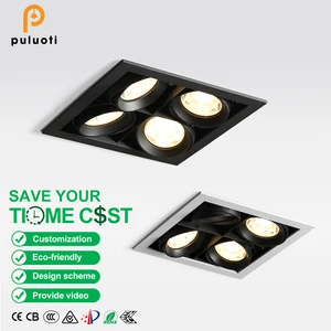 PULUOTI 72W New Product Indoor Beam Angle Design Square Aluminum Ceiling Recessed COB LED Spot Light 2700k/3000k/4000k/5000k