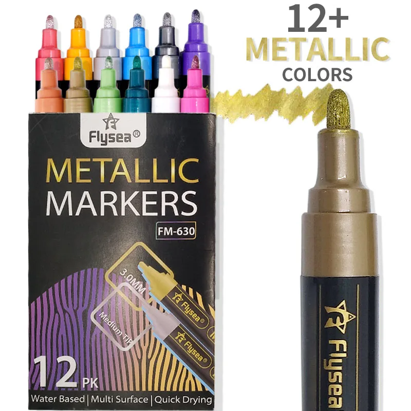 Metallic Marker Pen Water Based Marker for Wax Seal Photo Glass Laminated Paper