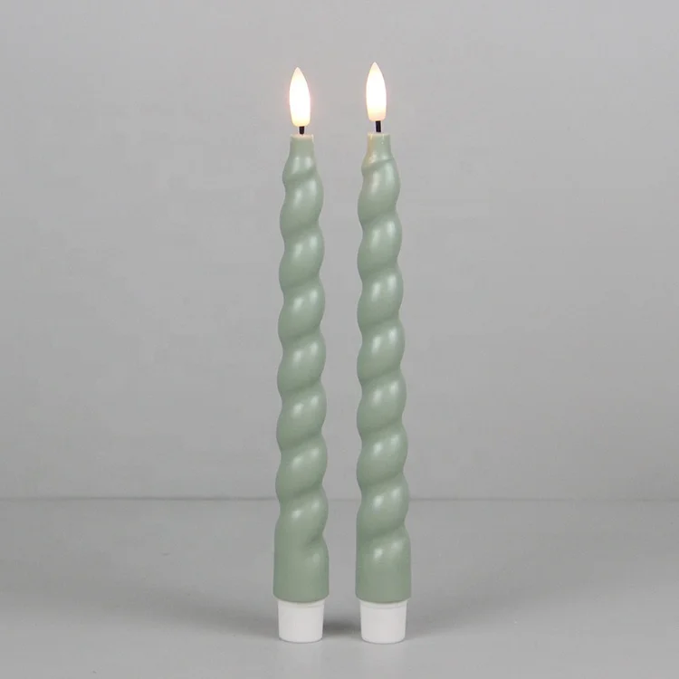 Wholesale Classic Colourful Pastel Twist 3D Real Flame Plastic Spiral LED Taper Flameless Candles for Wedding Easter