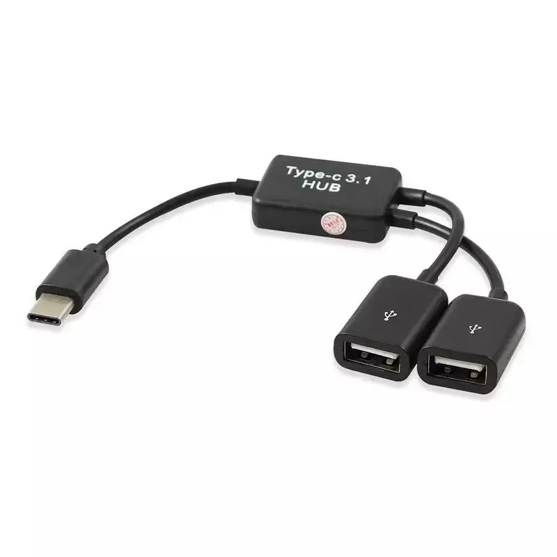 Type C Otg Usb 3.1 Male to Dual 2.0 Female Otg Charge 2 Port Hub Cable Y Splitter
