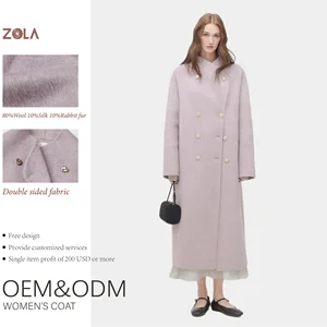 French High-End Long Double-Breasted Winter Coat for Women Casual Design with Convenient Closure