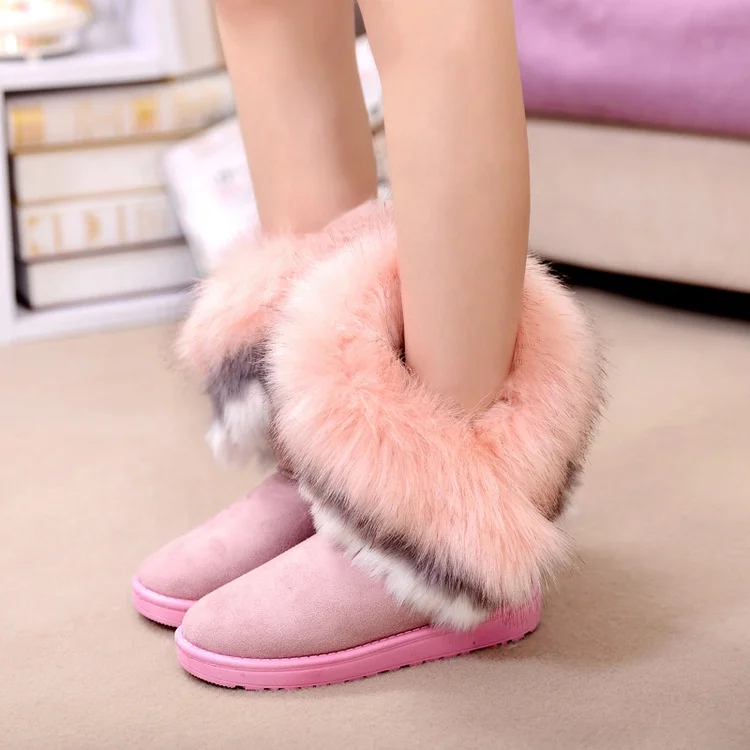 flat fluffy boots