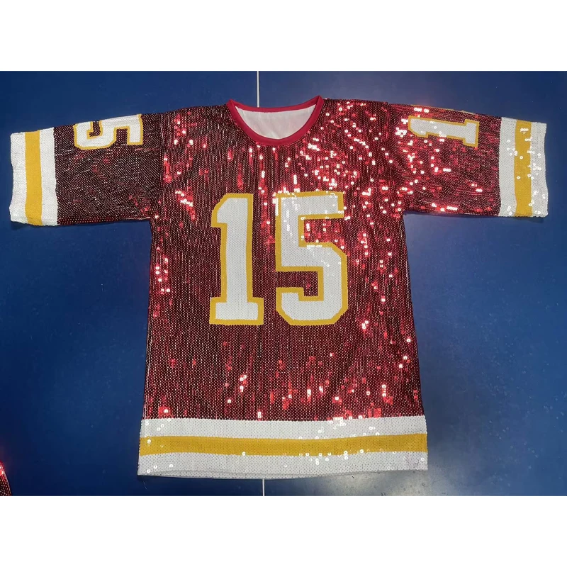 Personalized Team Spirit Jersey Game Day Sequin Mini Dress Kansas City  Sequin Dress KC Sequin T-Shirt Dress