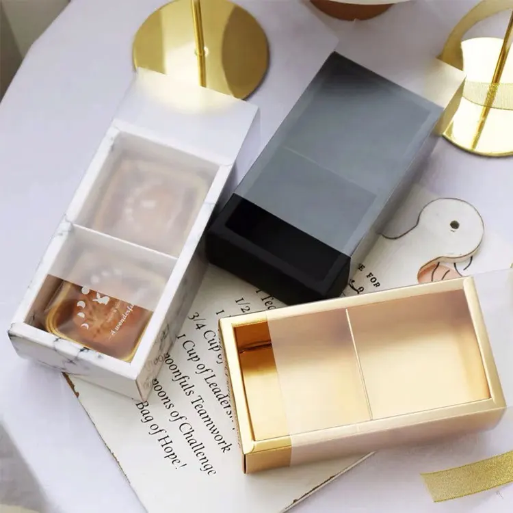Two Compartments Frosty Matte PVC Kraft Paper Sleeve Drawer Box Frosted Gift Box Wedding Favor Display Packaging Box