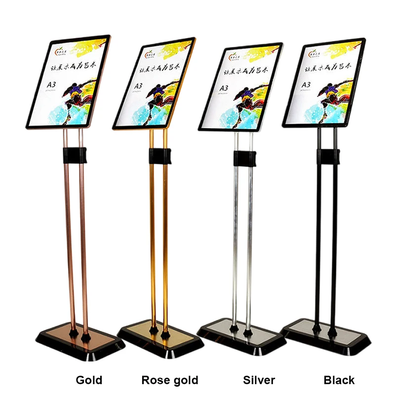 Stainless Steel A2 A3 A4 Poster Stand Adjustable Double Pole Floor Sign ...