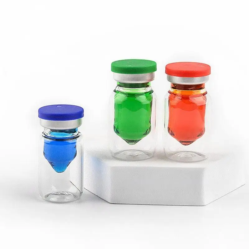 3ml 5ml Flip Top Tear off Aluminium Lid Pharmaceutical Serum Dual Chamber Glass Vials With Rubber Stopper