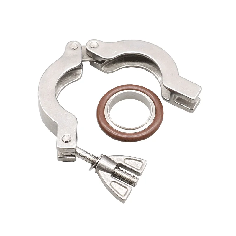 Stainless Steel KF Vacuum Clamp 304 Machined NPT Quick Installation Bracket Sealing Ring KF10 16 25 40 50
