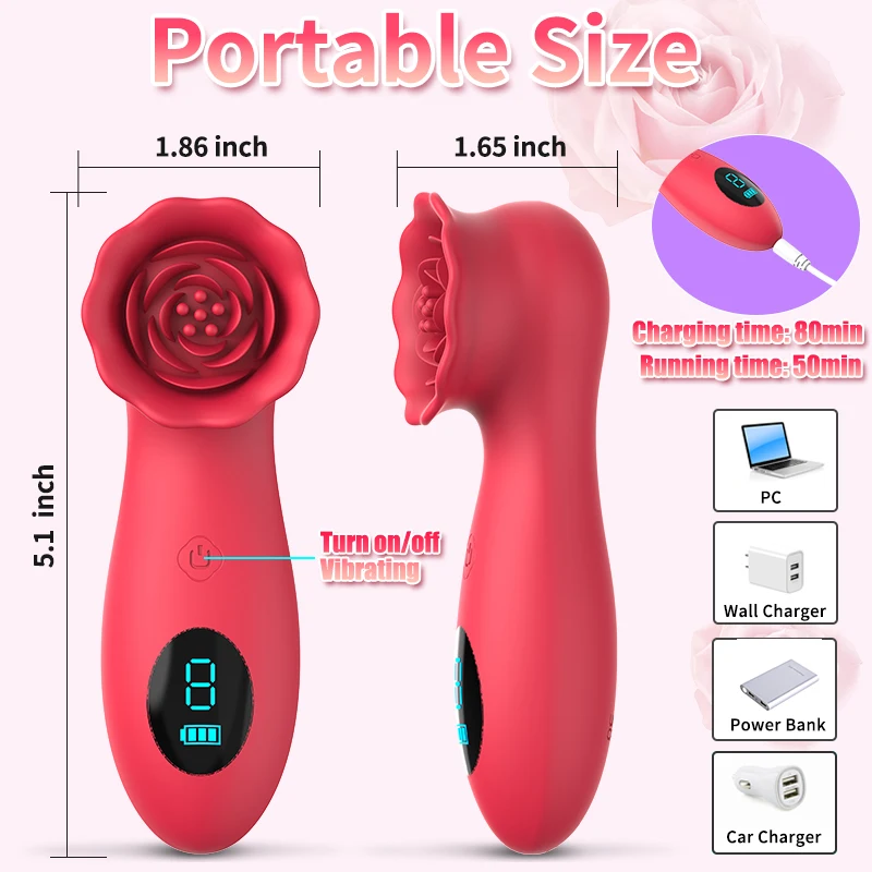 Lcd Display 9 Vibration Modes Rose Flower G-Spot Vibrator Female Clitoral Nipple Stimulator Tapping Rose Clit Vibrator for Women