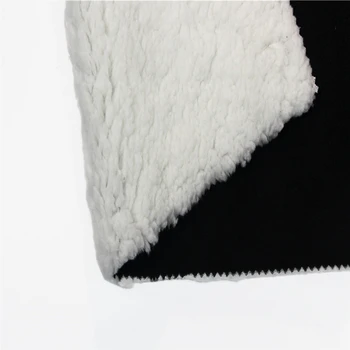 upholstery home textile 100 Polyester Compound Sherpa Knitted Black Jacket Fabric for clothing
