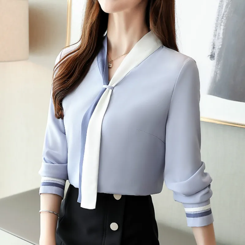Blusas de Mujer OL Oficina Mujer Tops y blusa elegante Flare manga larga  botón abajo camisas Blusas Mujer 2023 otoño Casual Chemise
