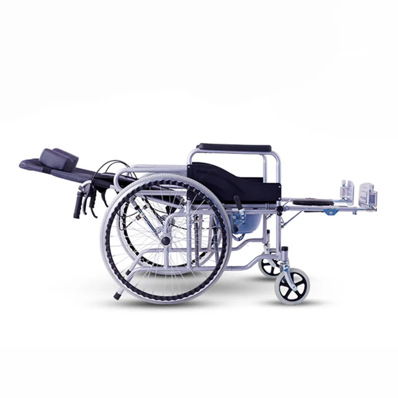 Bath Room and Commode Manual Folding Manual Wheelchair for the Disabled