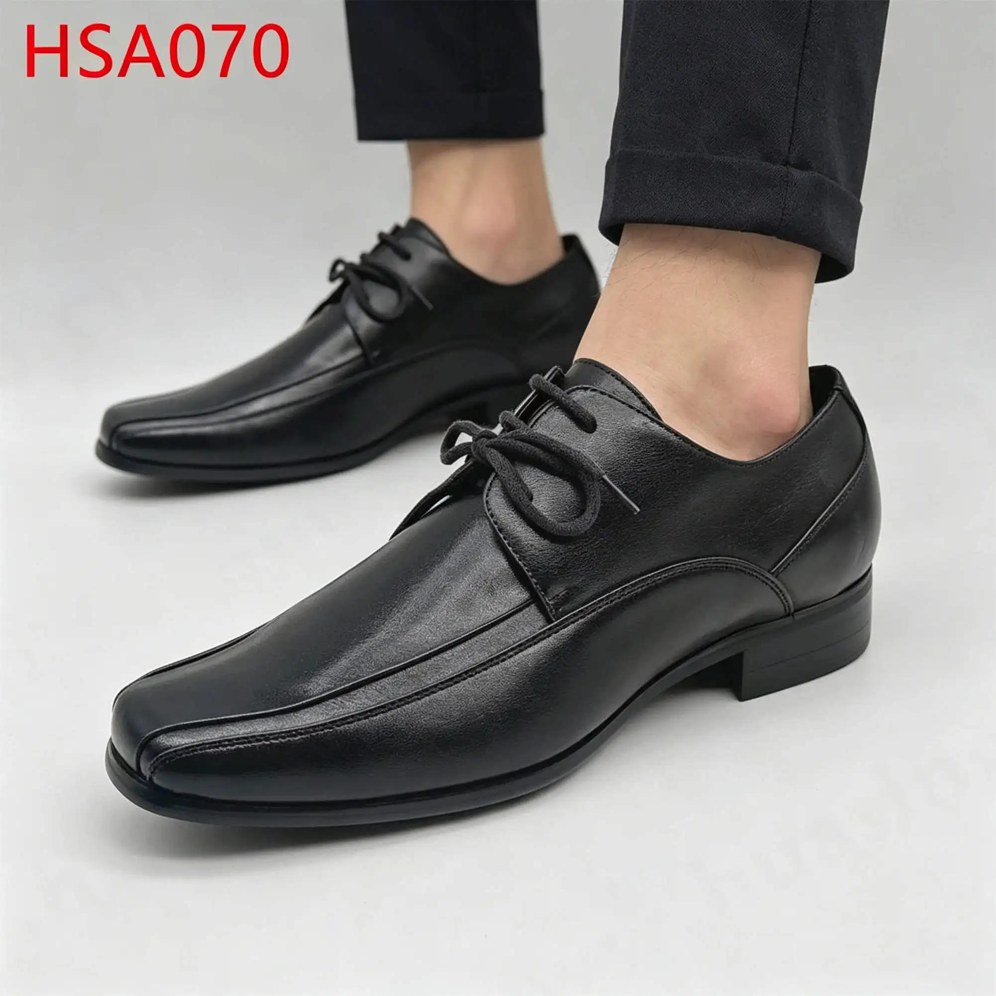 ZYF,Business Negotiation square Toe Style Lace up Men Dress Shoes Formal Uniform Sophisticated Black Office Shoes for SaleHSA070