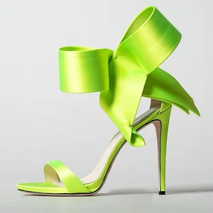 Satin Heeled Sandals Big Bow Stiletto Heels Women 2021 Female Shoes
