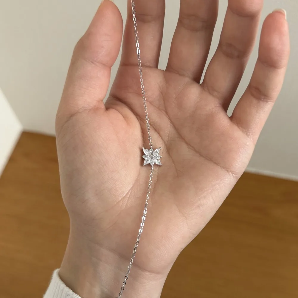 KAKODIY Fashion Design Jewelry 925 Sterling Silver Chain 5A Cubic Zirconia Snowflake Pendant Bracelet for Women Daily Wear detail 5