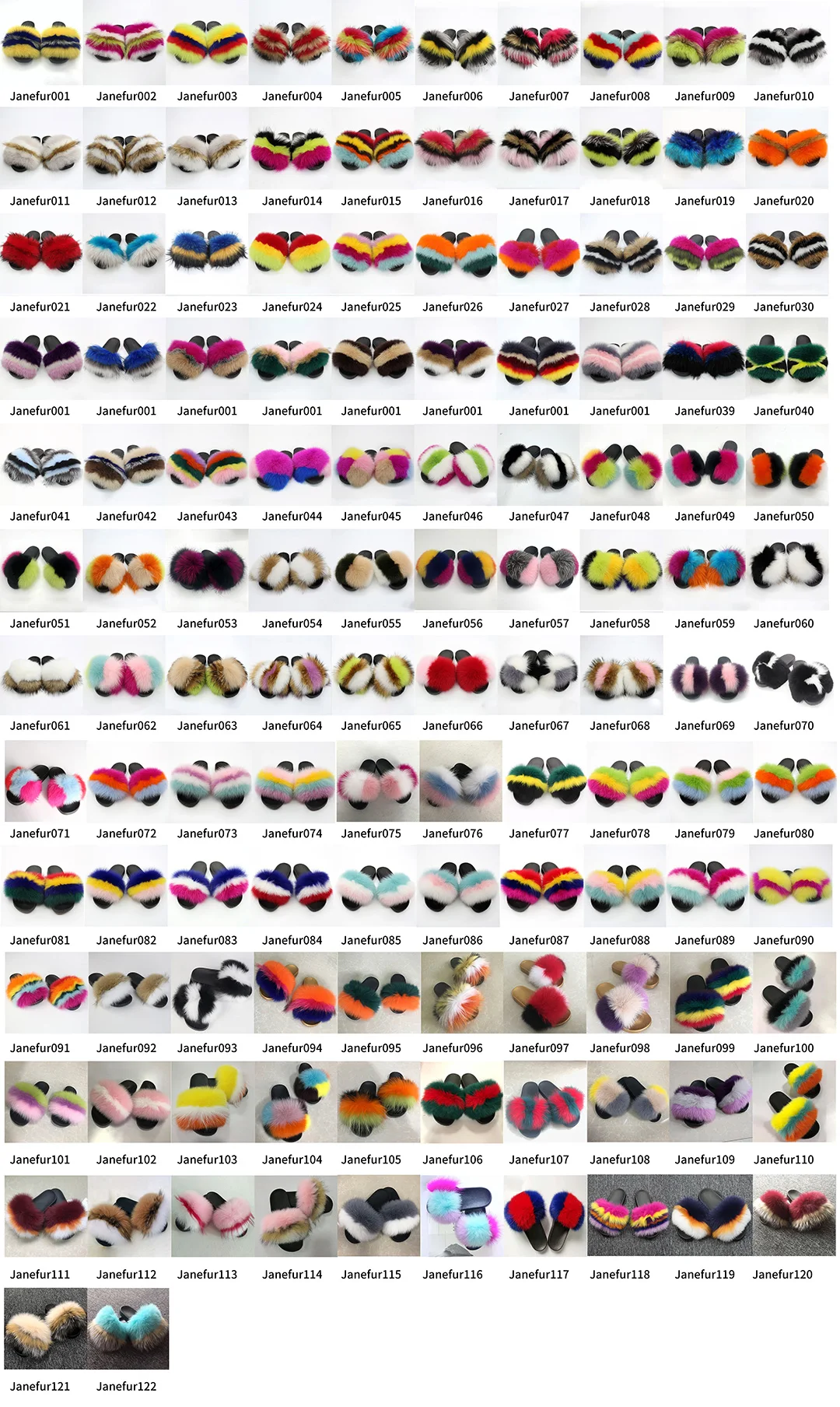 Kids and Adults' Multiple Colors Fur Sandals Real Furry Fox Fur Slipper